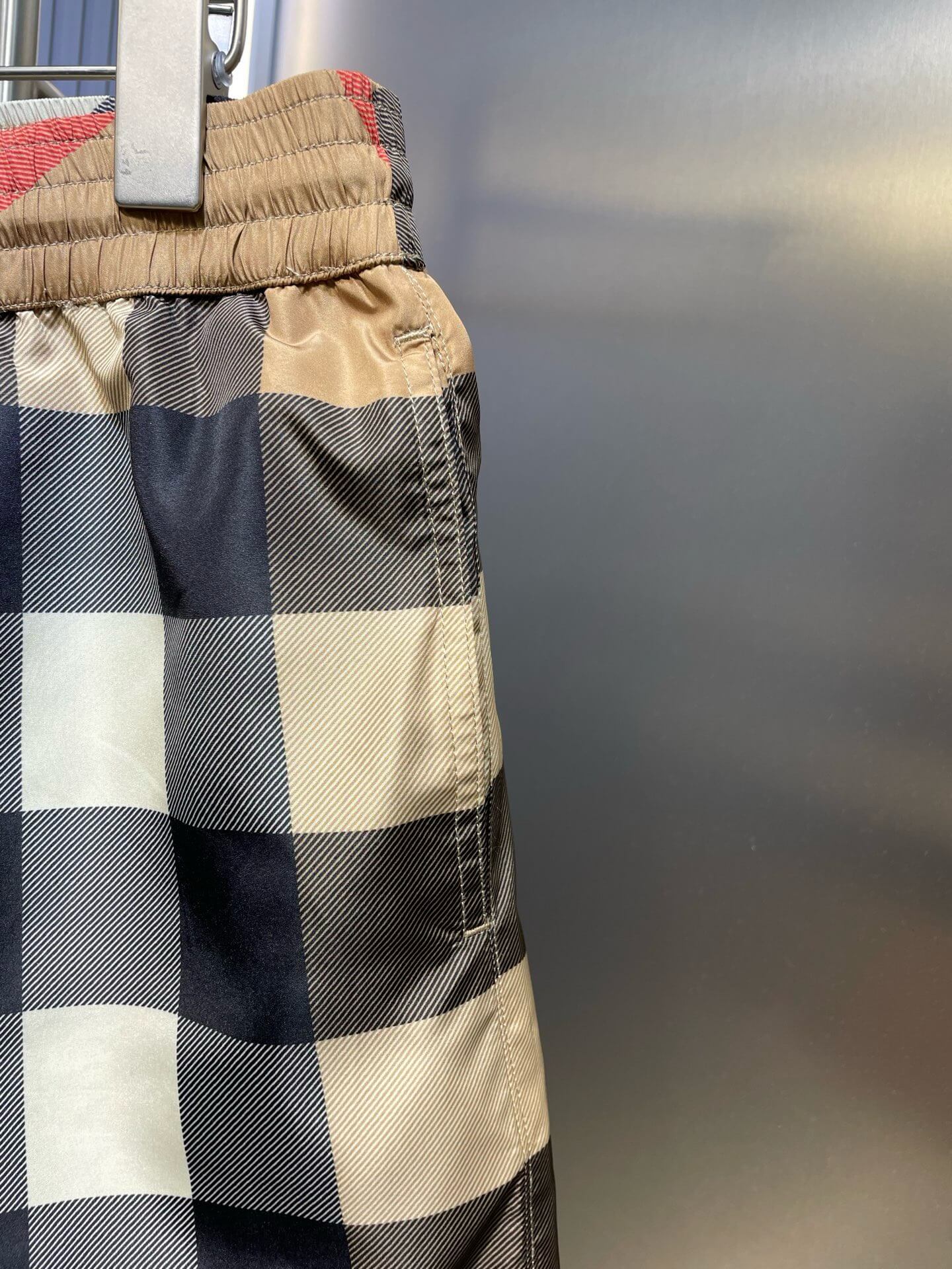Plaid Drawstring Swim Shorts