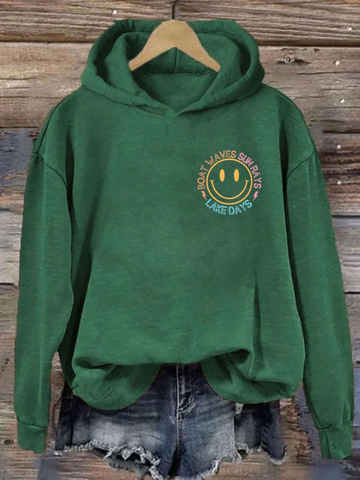 Boat Waves Sun Rays Lake Days Hoodie
