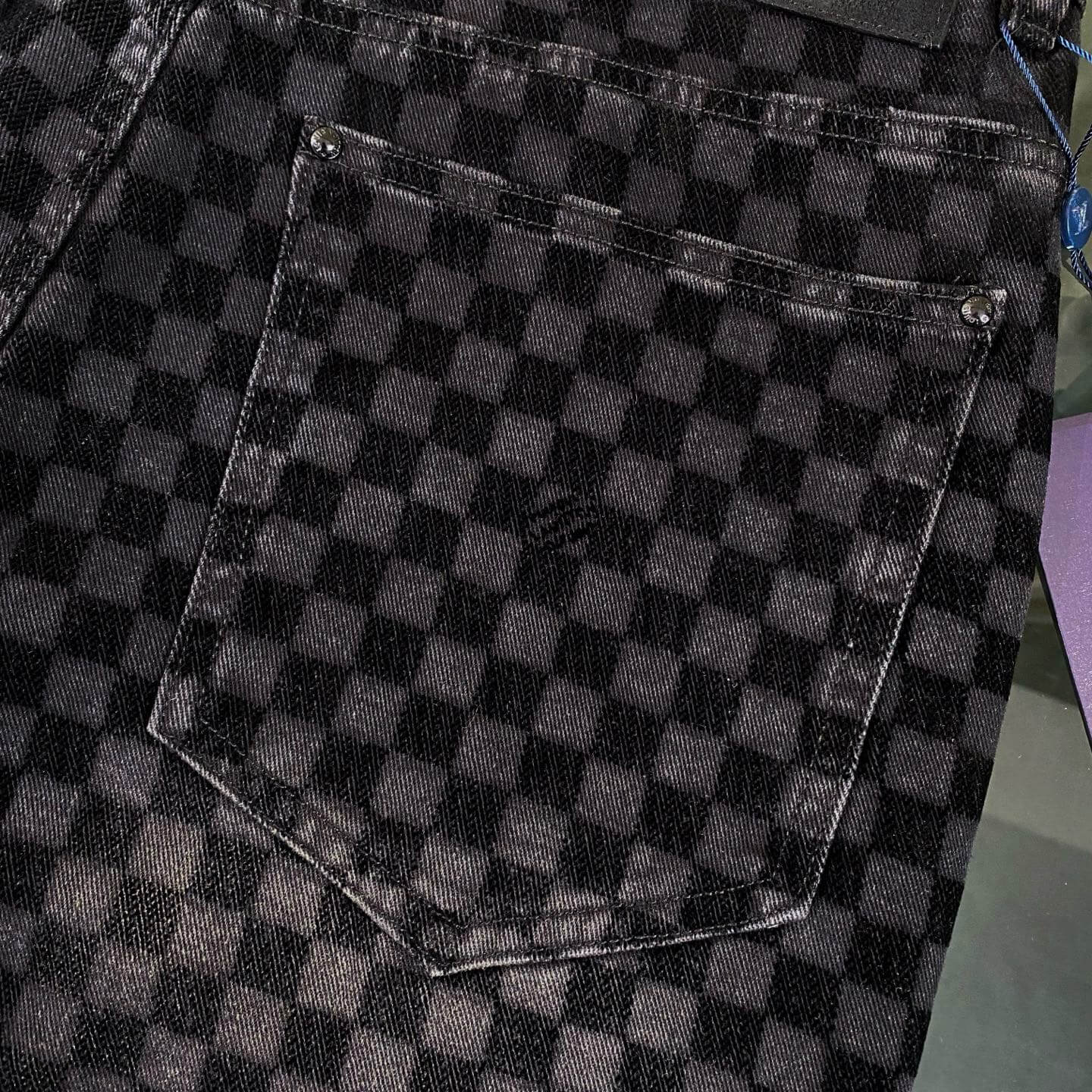 Checkerboard Denim Jeans