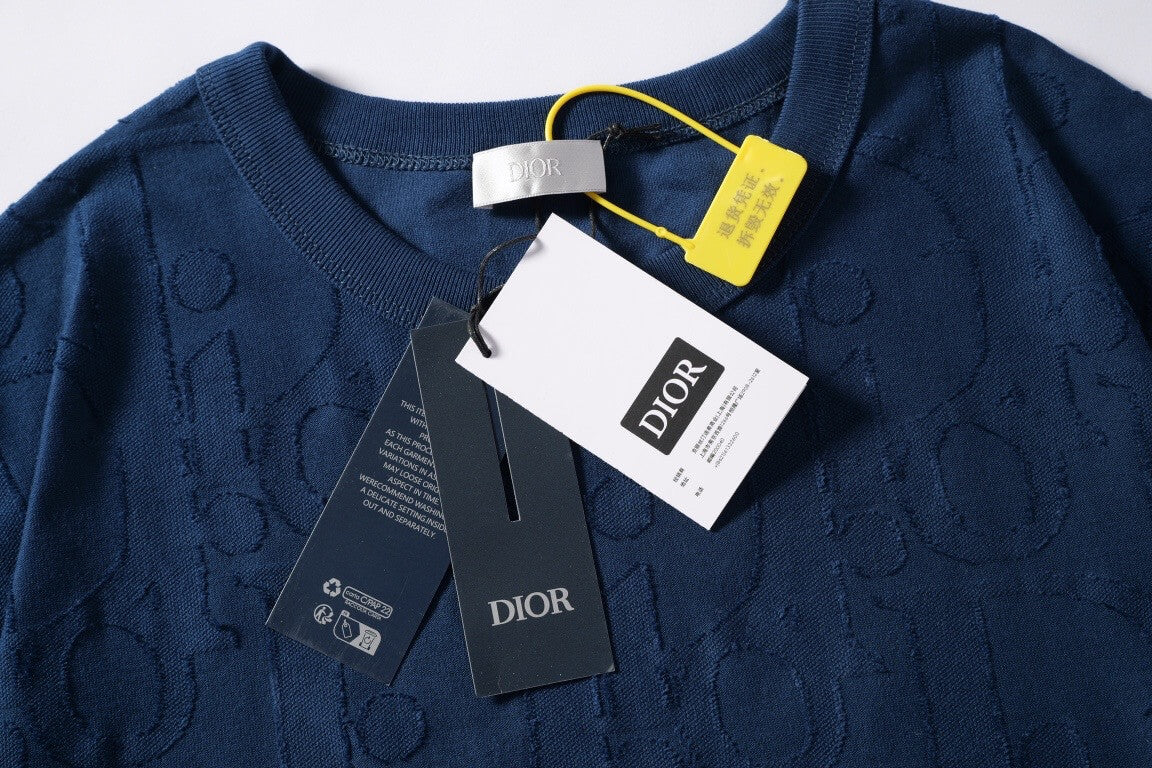 Embossed Jacquard Crew Neck T-Shirt
