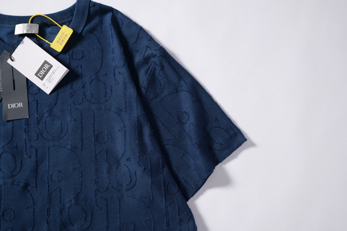 Embossed Jacquard Crew Neck T-Shirt
