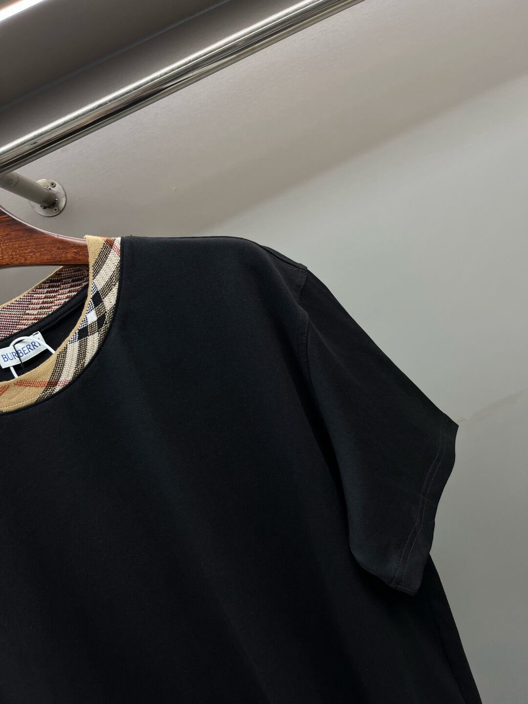Plaid Collar Crew Neck T-Shirt