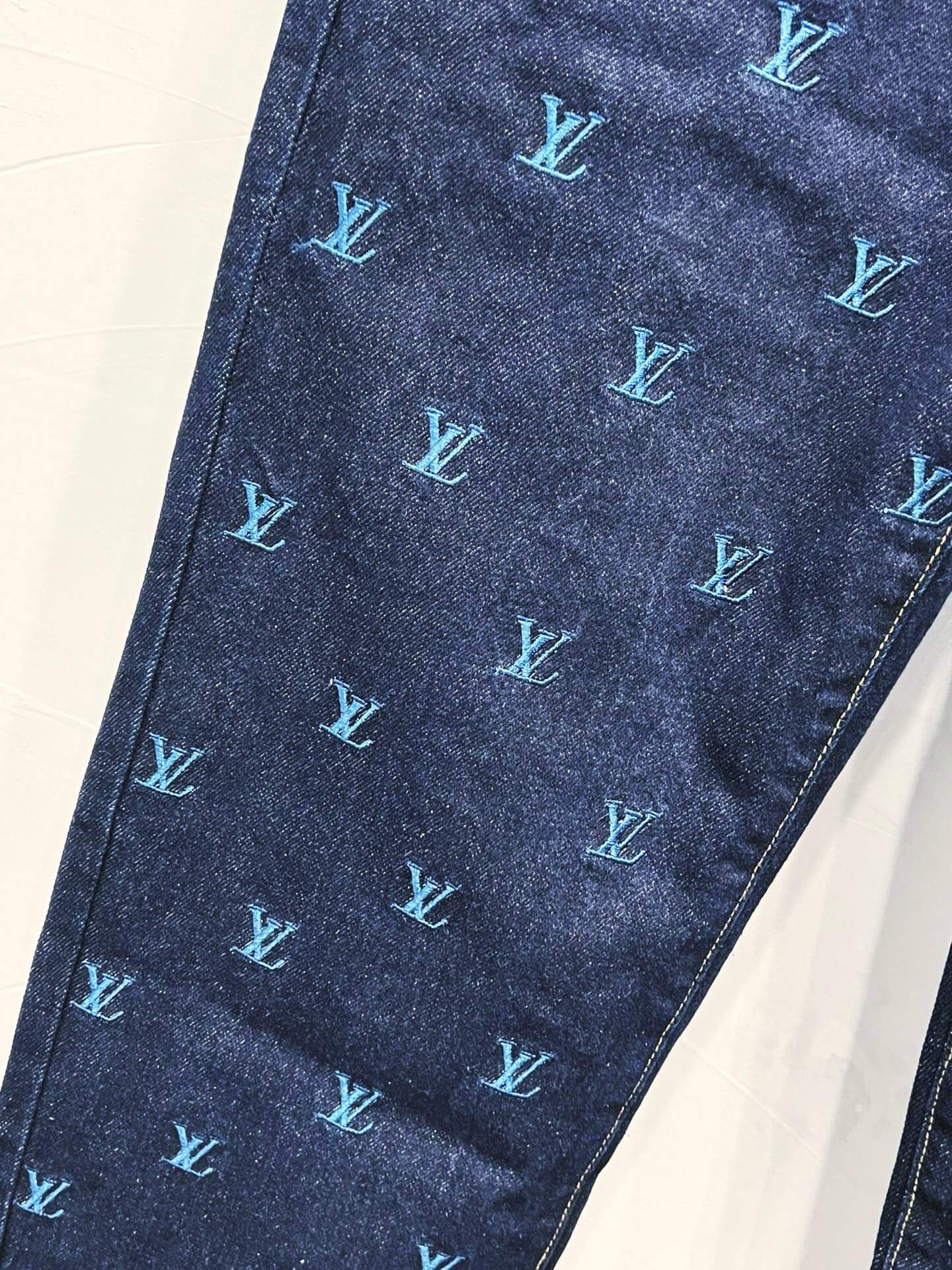 Embroidered Blue Denim Jeans