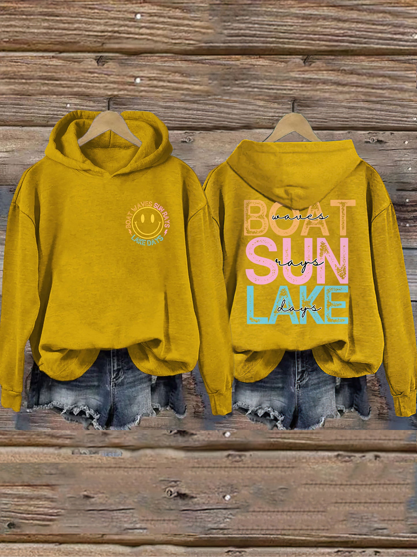 Boat Waves Sun Rays Lake Days Hoodie