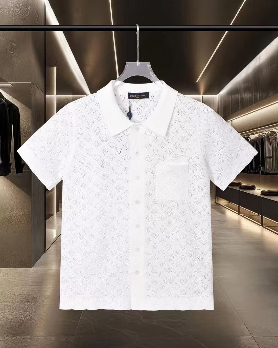 Hollow-out jacquard short-sleeve T-shirt