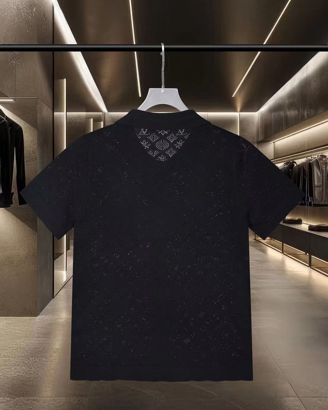 Hollow-out jacquard short-sleeve T-shirt