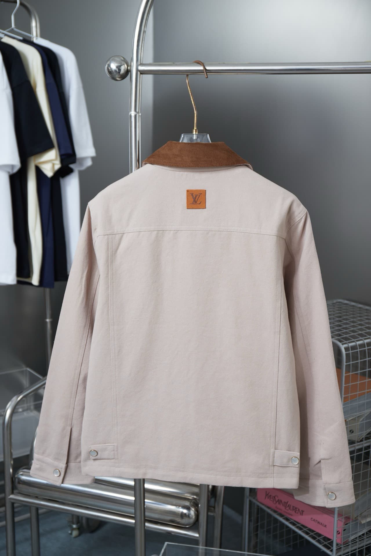 Pocket Cutout Embroidered Canvas Jacket