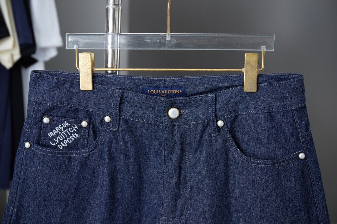 Letter Embroidered Denim Shorts