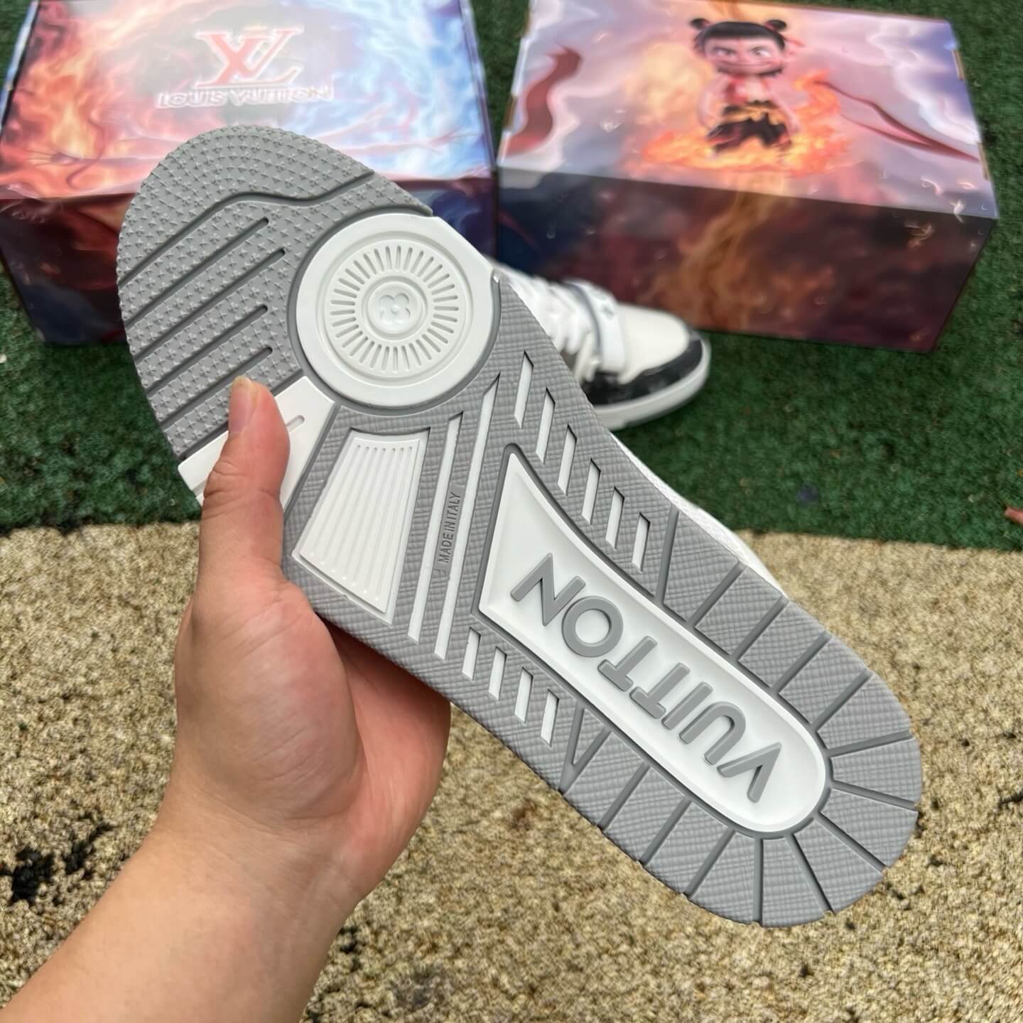 Grey & White Velcro Sneakers
