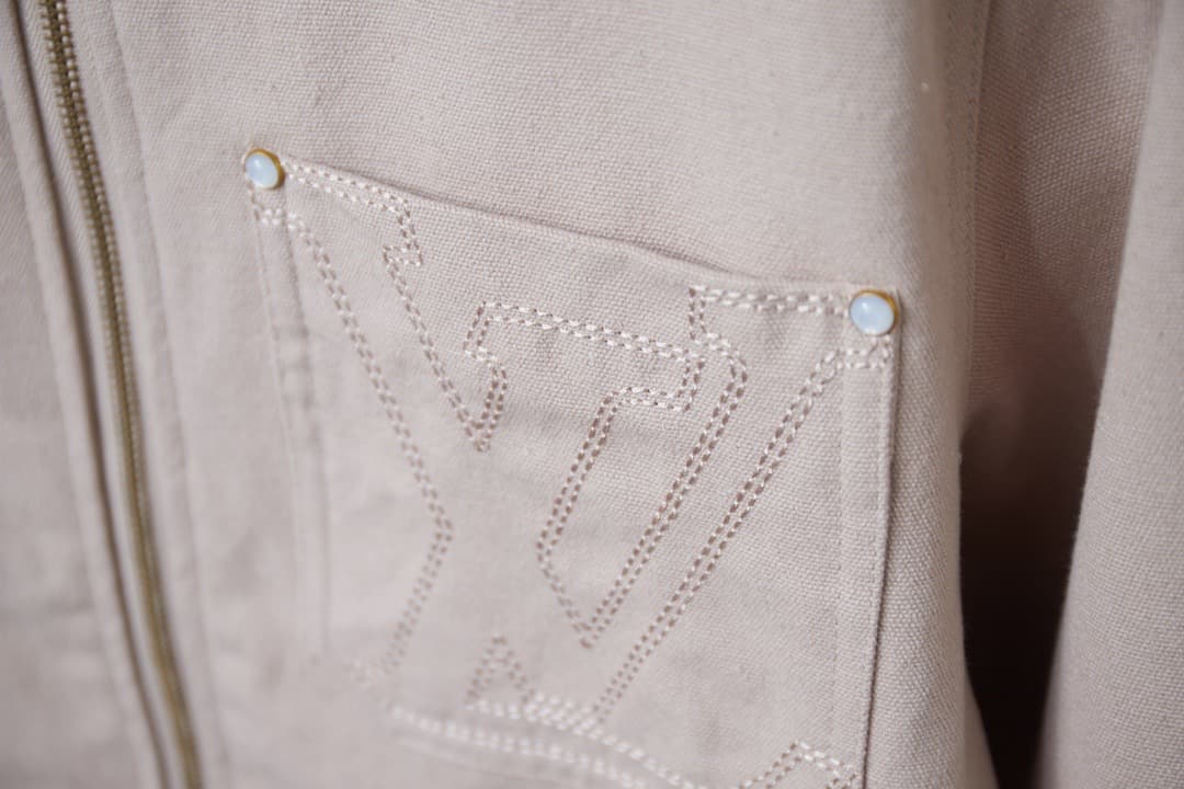Pocket Cutout Embroidered Canvas Jacket
