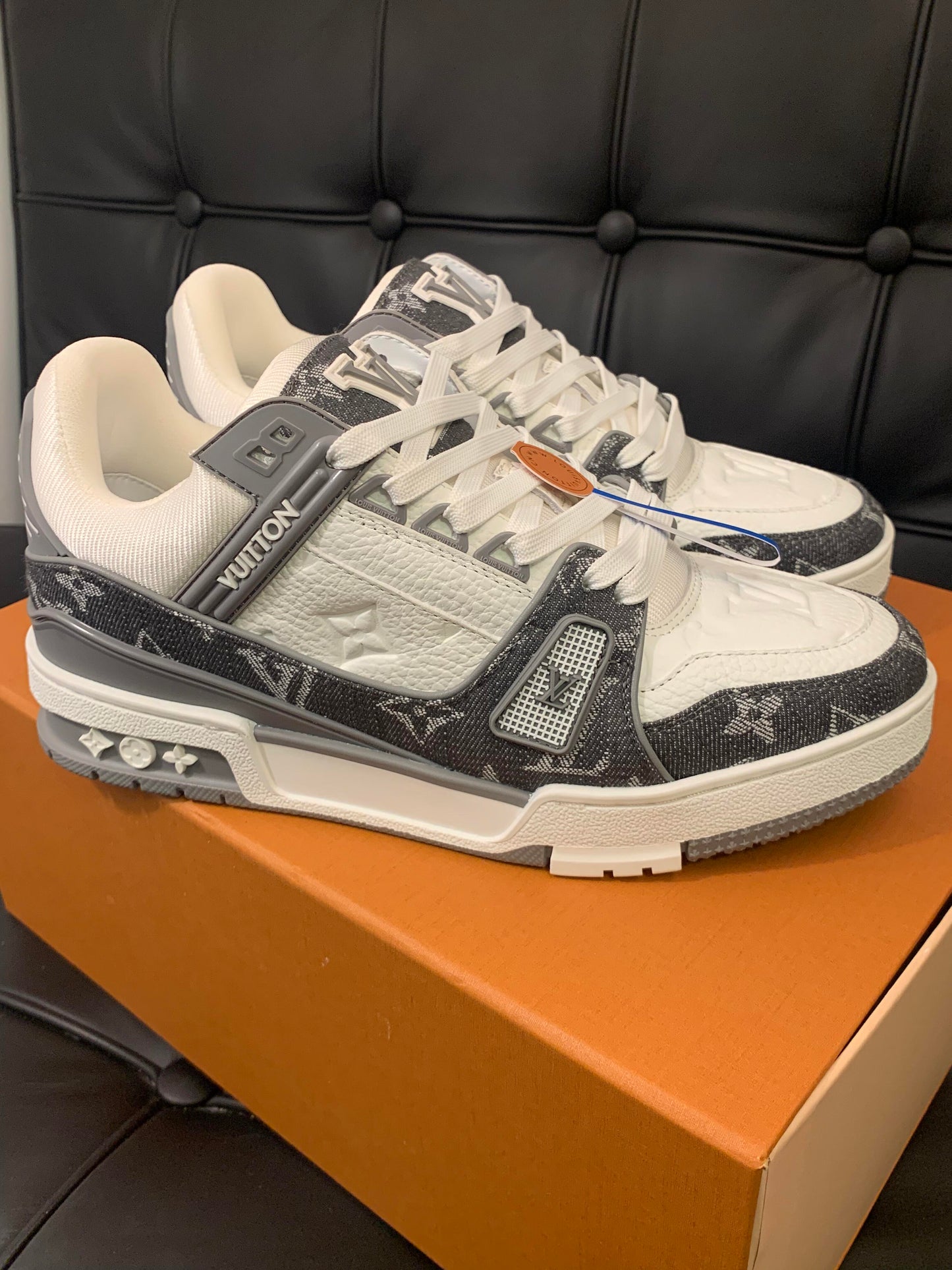 Grey All-Over Print Sneakers