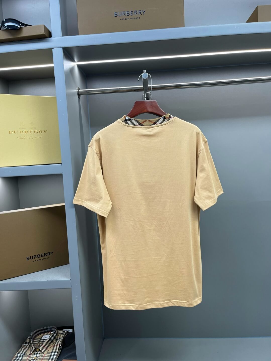 Plaid Collar Crew Neck T-Shirt