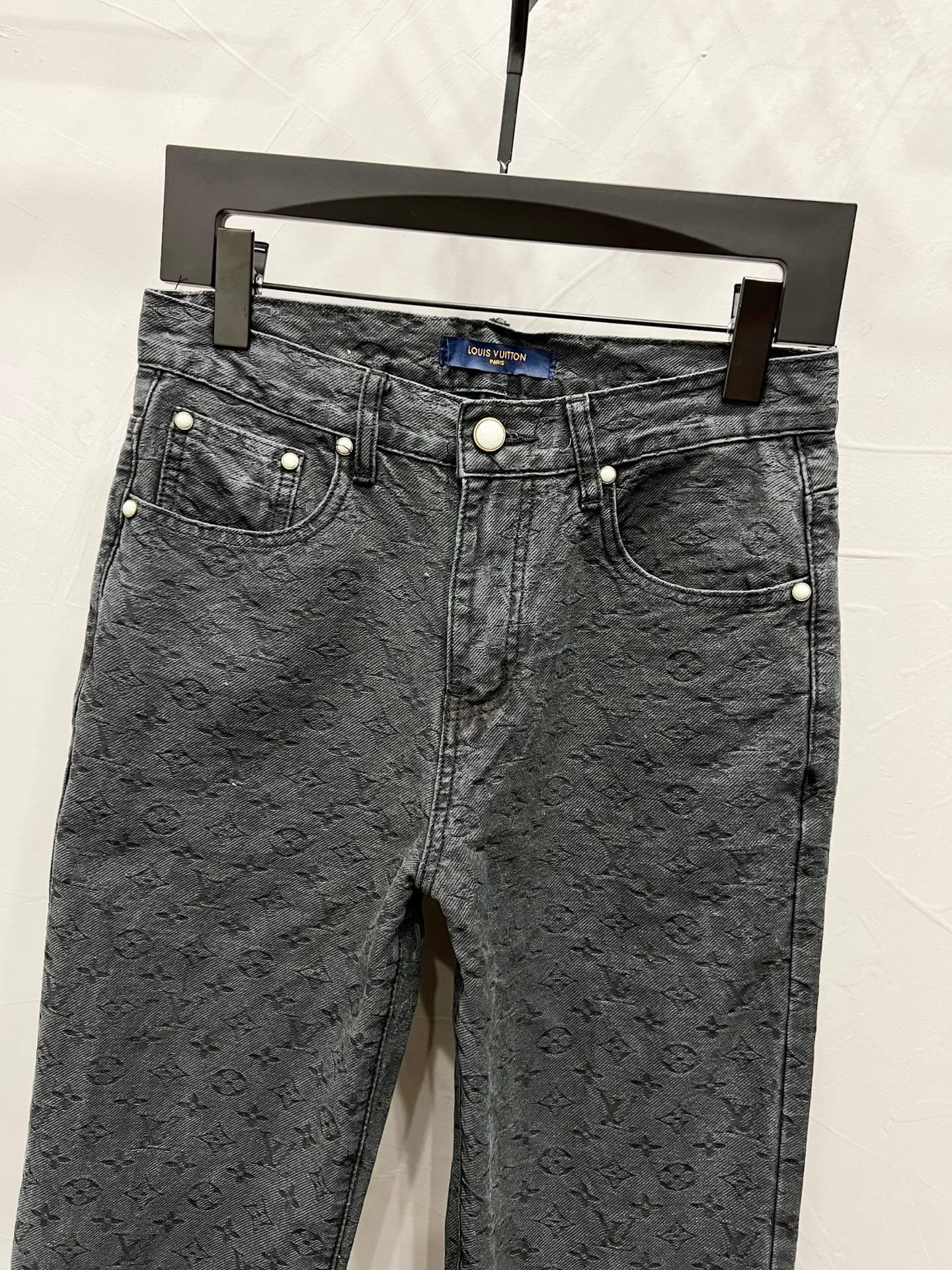 Jacquard Letter Denim Jeans