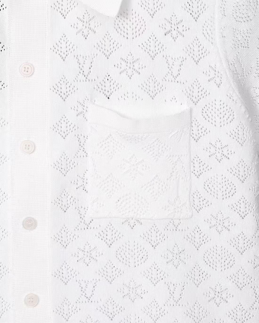 Hollow-out jacquard short-sleeve T-shirt