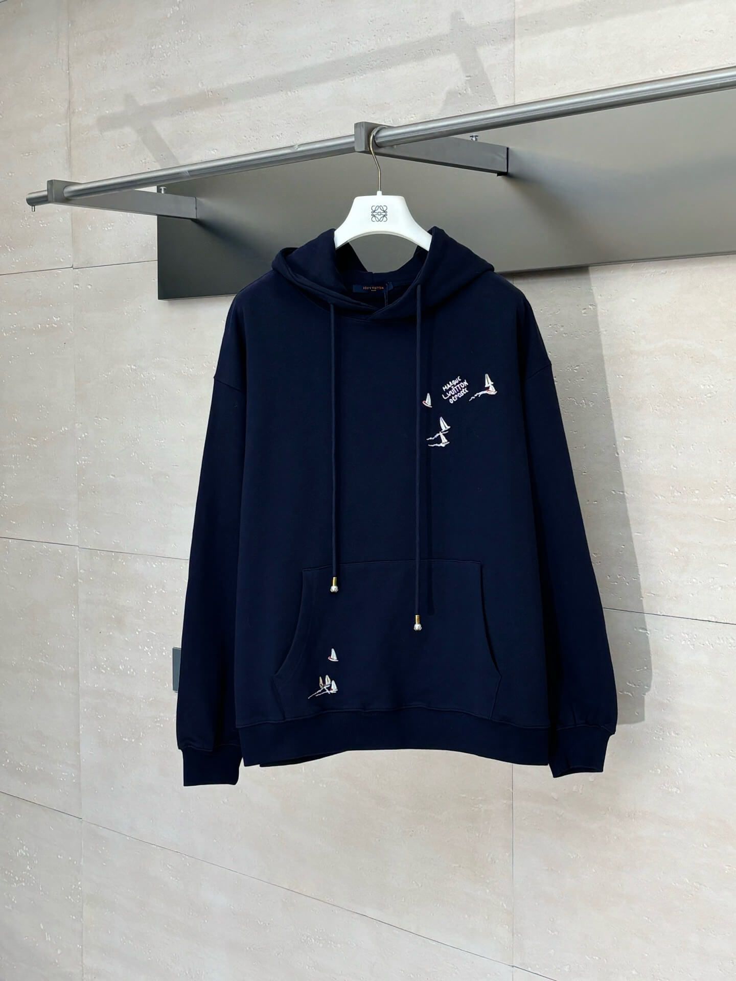 Sailboat Embroidery Hoodie