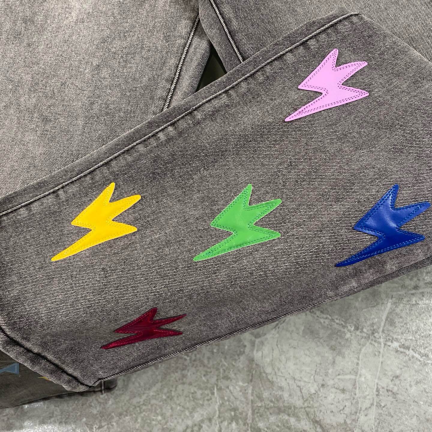 Colorful Patchwork Leather Jeans