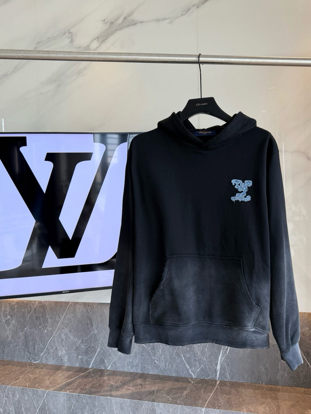 Vintage Monogram Patch Embroidered Hoodie