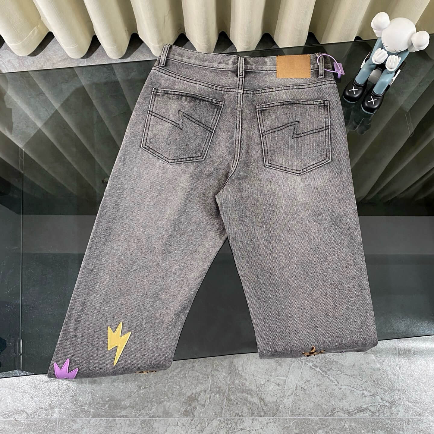Colorful Patchwork Leather Jeans