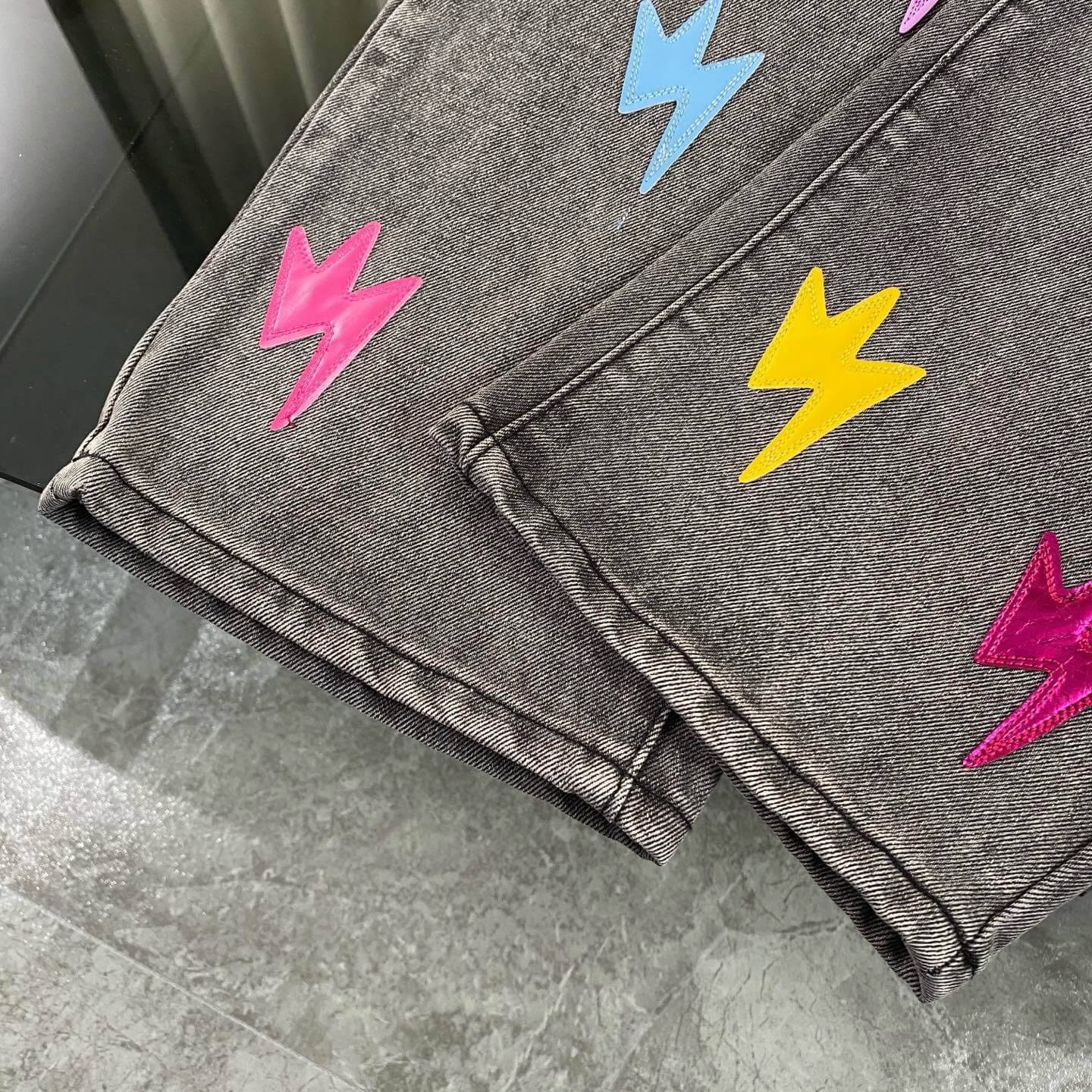 Colorful Patchwork Leather Jeans
