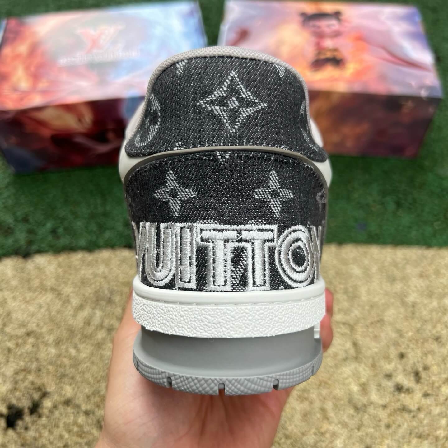 Grey & White Velcro Sneakers