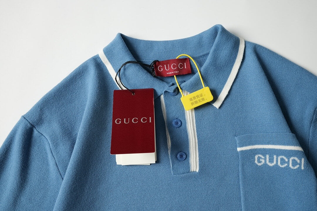 Blue Wool Polo Shirt