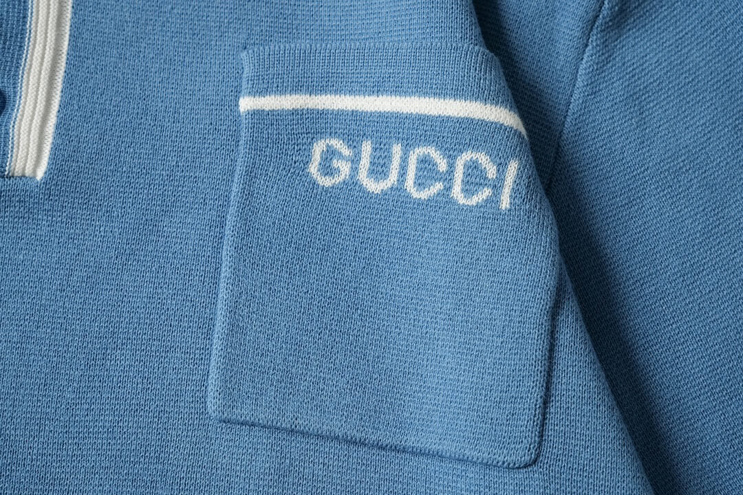 Blue Wool Polo Shirt