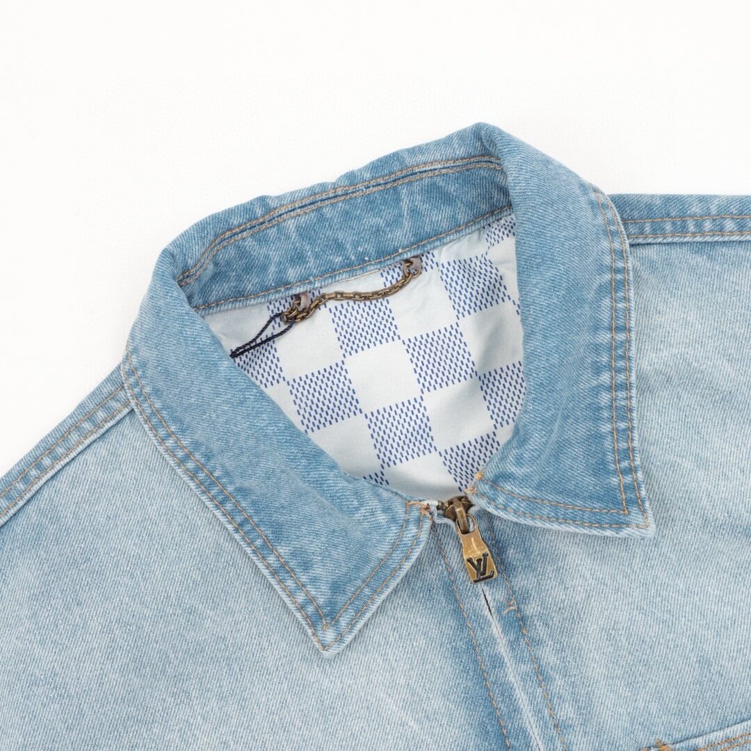 Gold Embroidered Letter Denim Jacket
