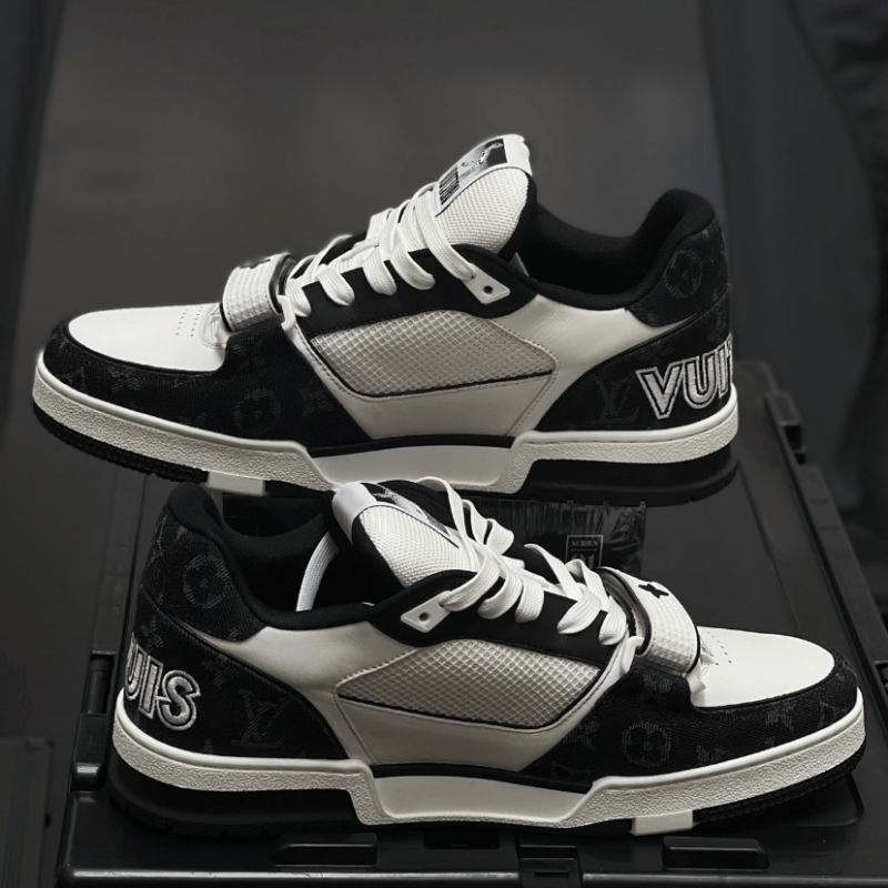 Leather classic print sneakers