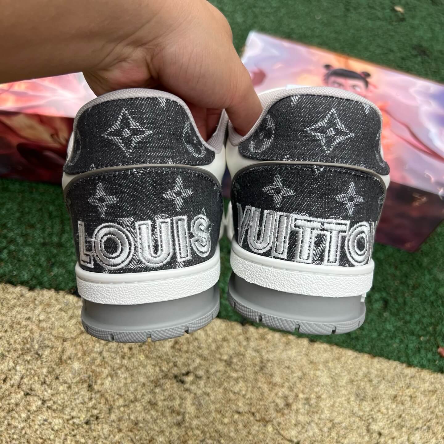 Grey & White Velcro Sneakers