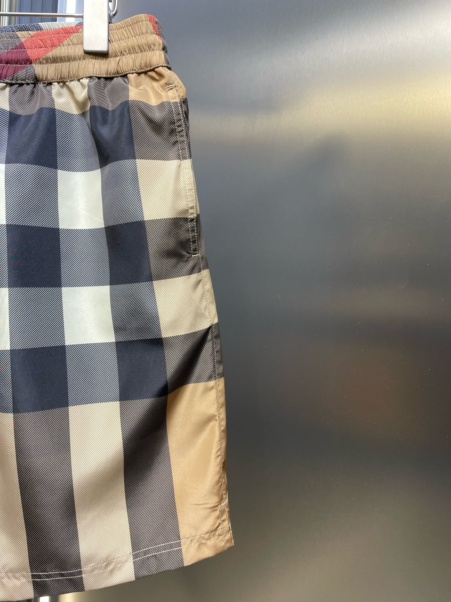 Plaid Drawstring Swim Shorts