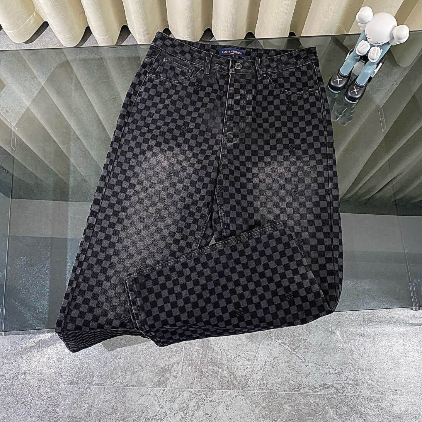 Checkerboard Denim Jeans