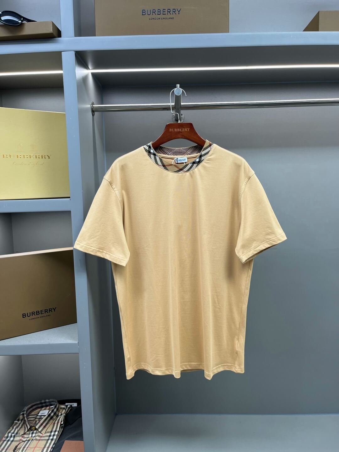 Plaid Collar Crew Neck T-Shirt