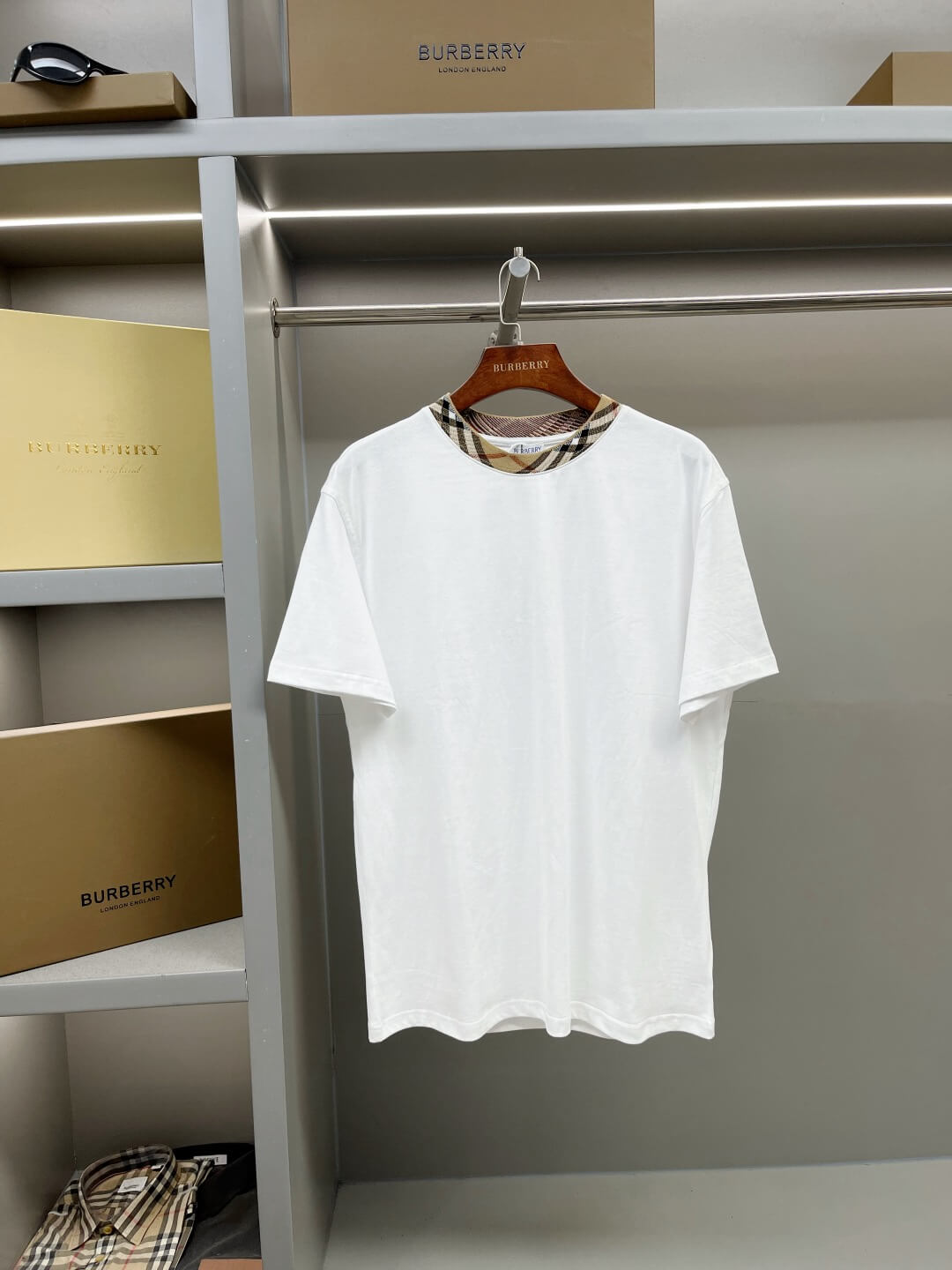 Plaid Collar Crew Neck T-Shirt