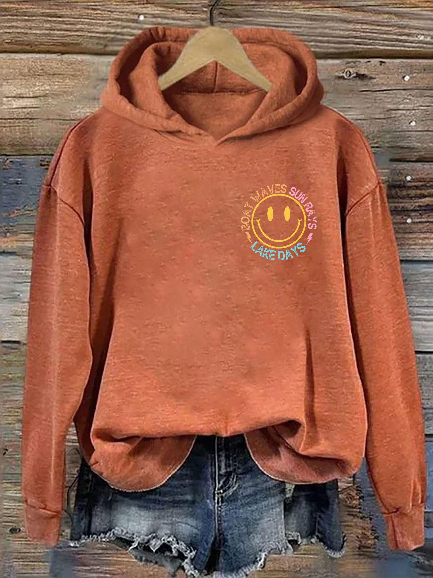 Boat Waves Sun Rays Lake Days Hoodie