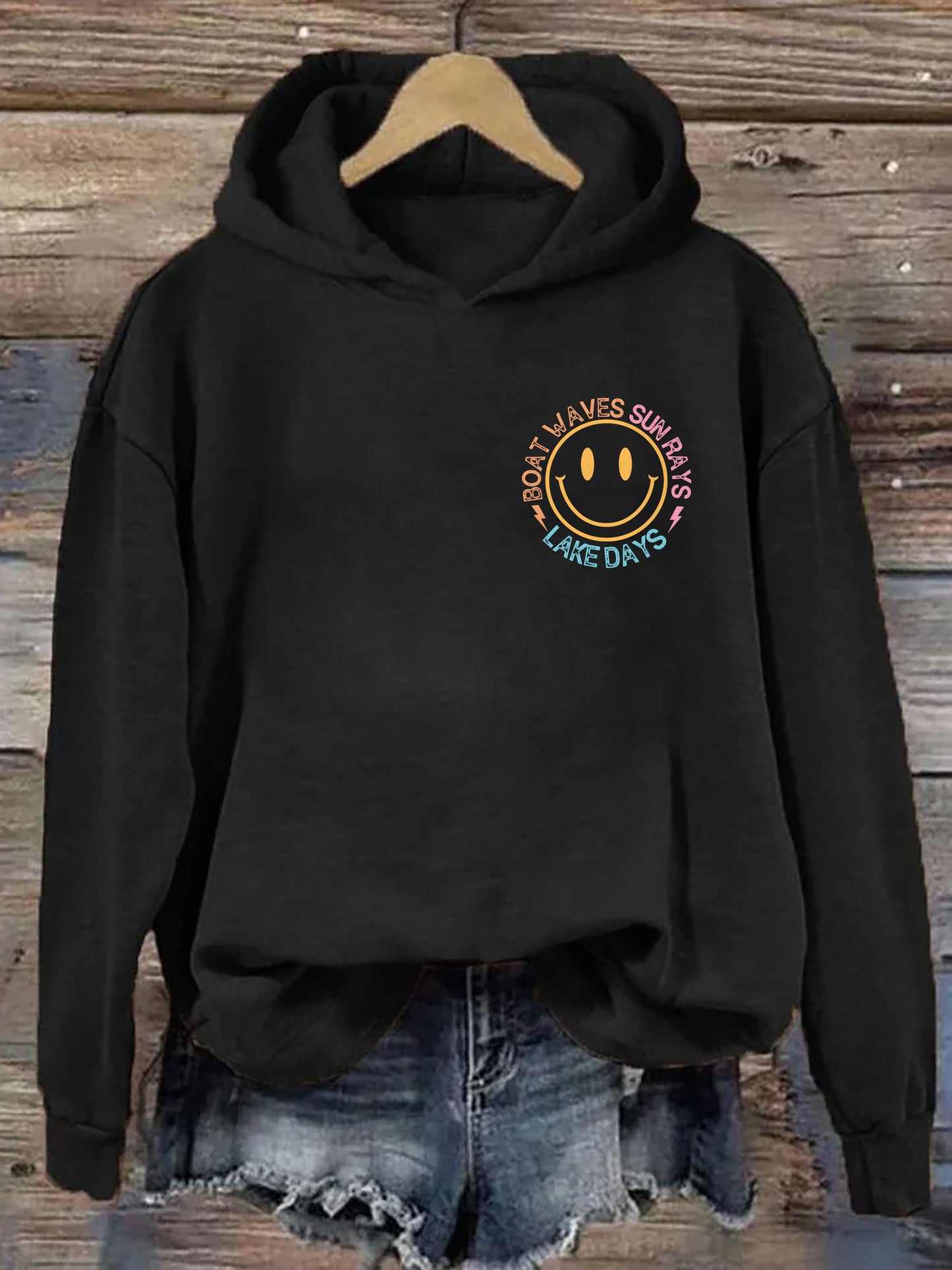 Boat Waves Sun Rays Lake Days Hoodie