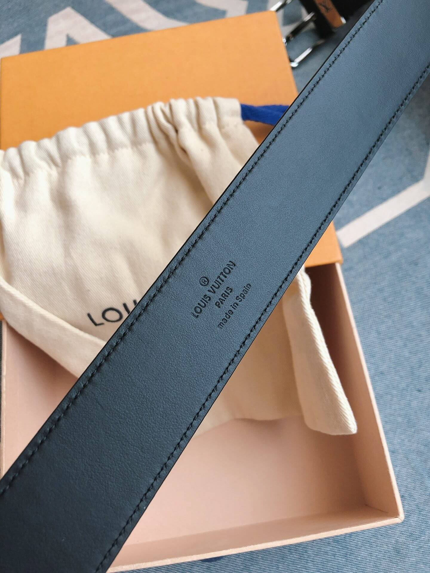Grained Leather Belt with Metal Accents