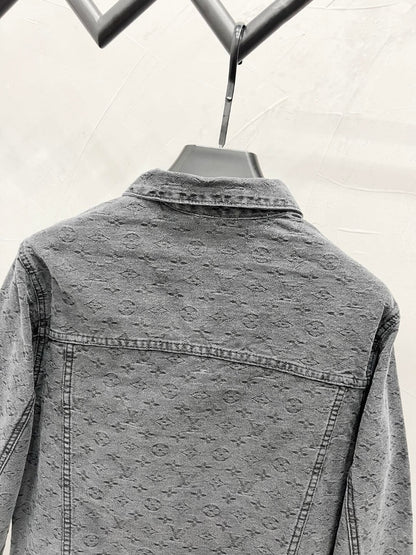 Jacquard Woven Letter Jean Jacket