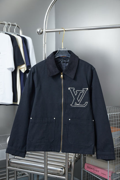 Pocket Cutout Embroidered Canvas Jacket