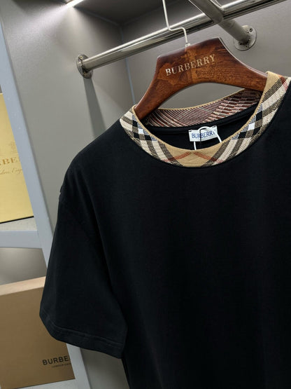 Plaid Collar Crew Neck T-Shirt