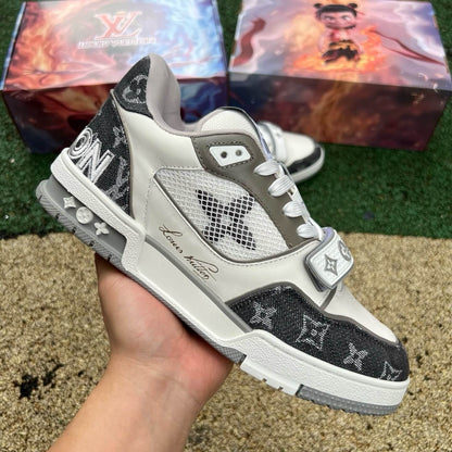 Grey & White Velcro Sneakers