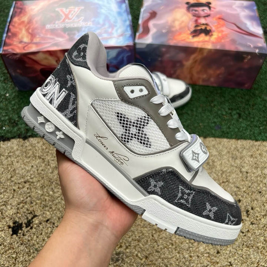 Grey & White Velcro Sneakers