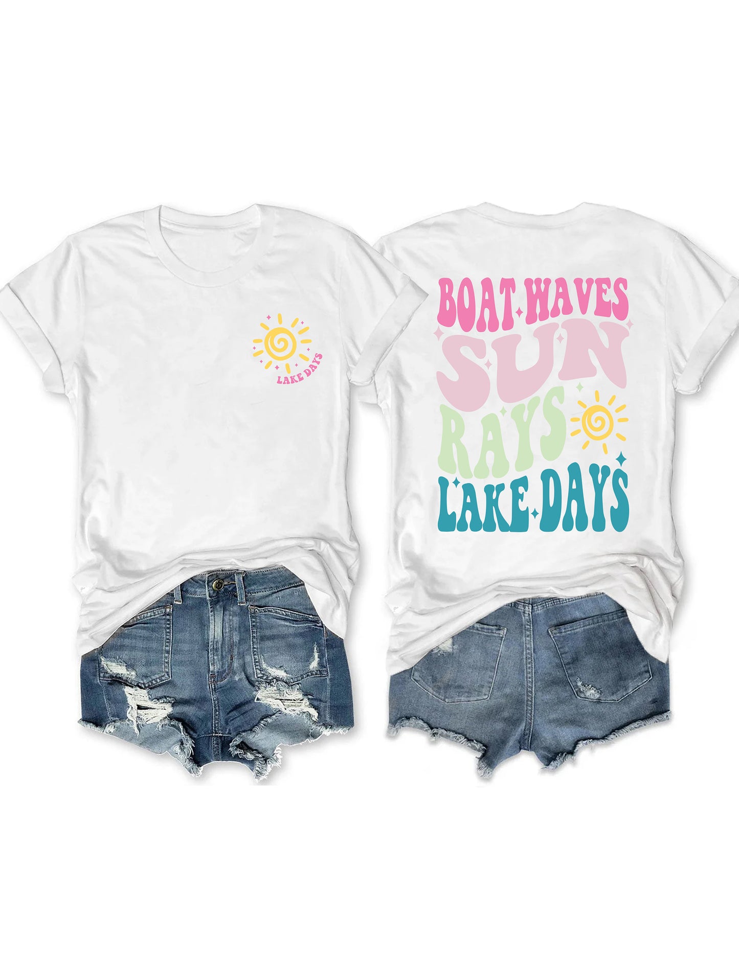Boat Waves Sun Rays Lake Days T-shirt