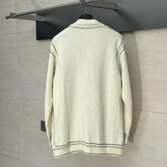 Embroidered Pocket Contrast-Trimmed Jacket