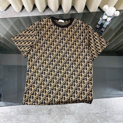 2025 New Brown Jacquard All-Over Print T-shirt