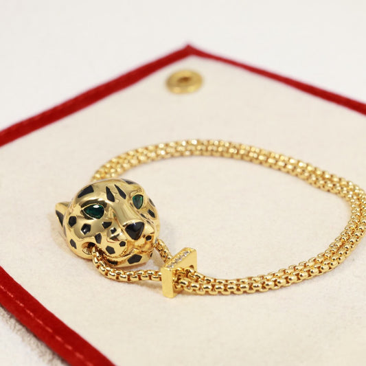 Classic Vintage Panther Head Double-Layer Bracelet