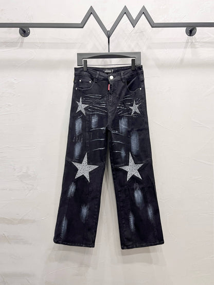 Straight-Leg Jeans with Star Design