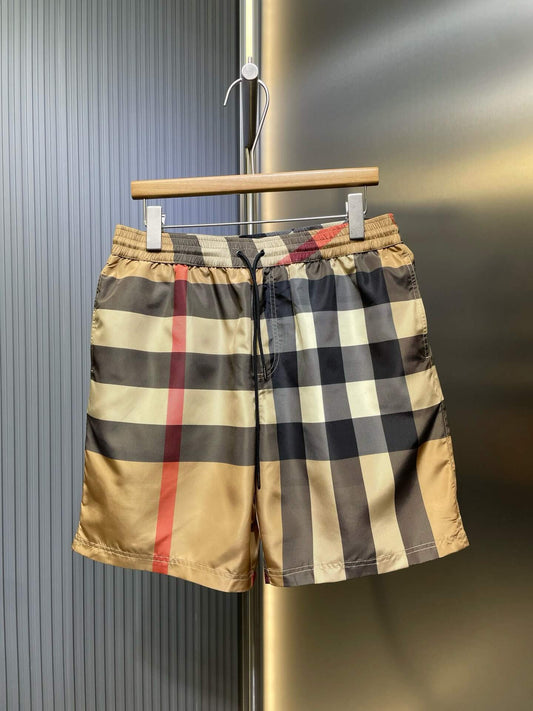 Plaid Drawstring Swim Shorts