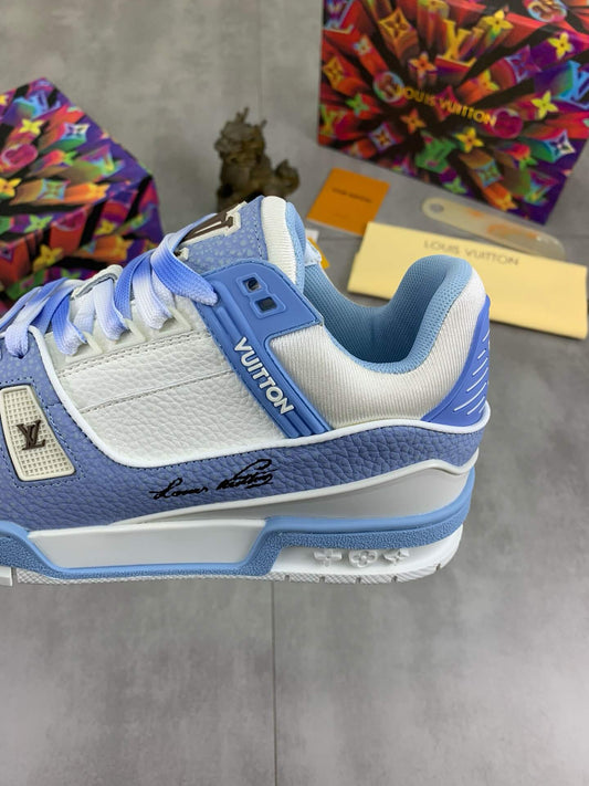 Blue White Color-Block Sneakers