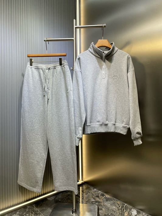 Classic Minimalist Half-Zip Sweatshirt & Pants Set