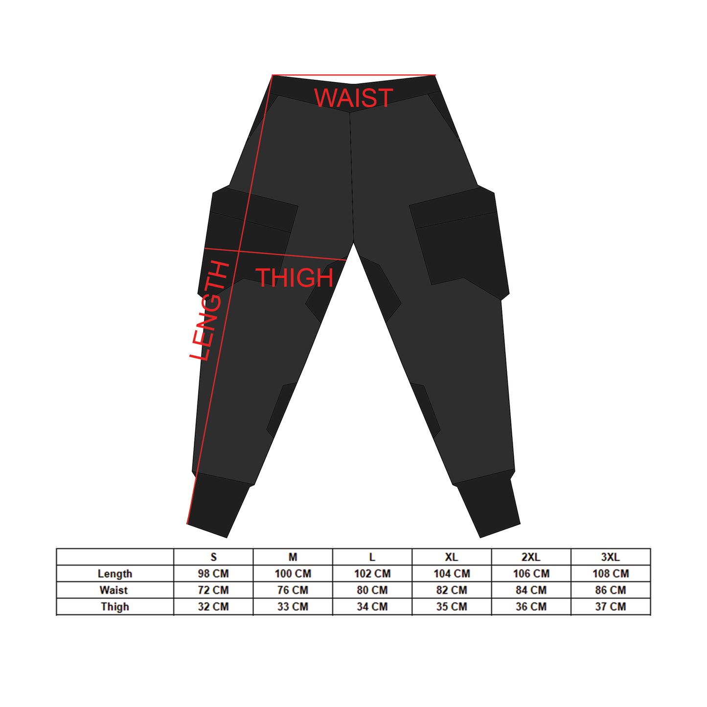 CG-Type 19S Black Red Cargo Pants